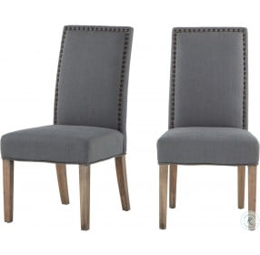 Jona Dark Gray Linen Side Chair Set of 2