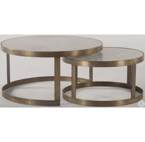 Leonardo White and Antique Gold Nesting Coffee Tables Set of 2