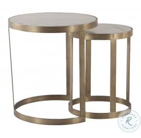 Leonardo Antique Gold And White Marble Side Table Set Of 2