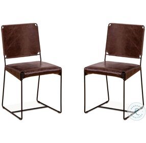 Melbourne Chocolate Leather Dining Chair Set Of 2