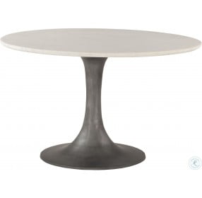 Palm Desert White and Steel Round Dining Table