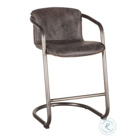 Chiavari Distressed Antique Ebony Leather Counter Height Chair Set Of 2