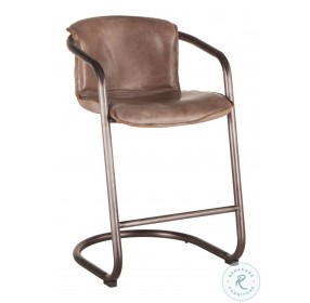 Chiavari Distressed Jet Brown Leather Counter Height Chair Set Of 2