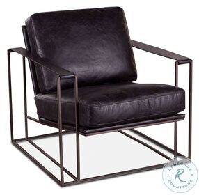 Portlando Black Leather Arm Chair