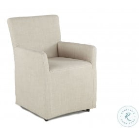 Lily Off White Linen Wheeled Arm Chair
