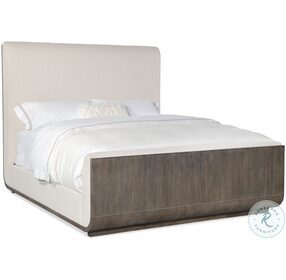 Modern Mood Dark Brown And Beige Upholstered King Panel Bed