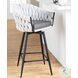 Braided Matisse Cream Fabric And Grey PU With Black Steel Swivel Counter Height Stool Set of 2