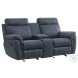 Clifton Blue Double Reclining Living Room Set With Drop Down Cup Holders