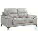 Mischa Silver Gray Leather Living Room Set