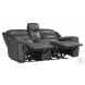 Danio Dark Gray Leather Kennett Power Double Reclining Loveseat With Console And Power Headrest