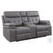 Millington Gray Power Double Reclining Console Loveseat With Power Headrests