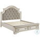 Realyn Chipped Two Tone Upholstered Panel Bedroom Set With Bench Footboard