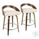 Grotto Walnut With Cream Faux Leather Swivel Counter Height Stool Set Of 2