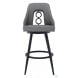 Ruby Black Powder Coated And Grey Faux Leather 30" Bar Stool