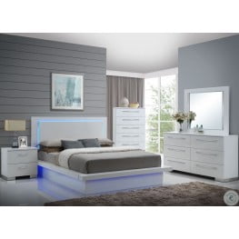 Sapphire High Gloss White Laminate Platform Bedroom Set