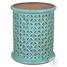 Decker Turquoise Small Drum Table