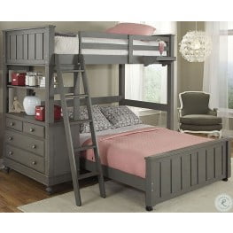 Lake House Stone Twin Loft Bed with Full Lower Bed