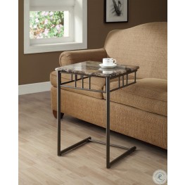 3043 Cappuccino Marble / Bronze Metal Snack Table