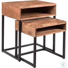 BakerS Natural And Black Nesting Tables Set Of 2