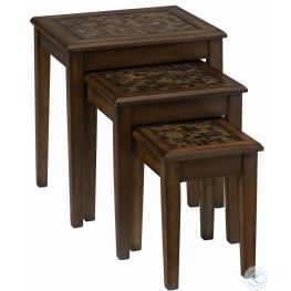 Baroque Brown Mosaic Tile Inlay Nesting Table