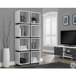 White/gray Hollow-Core 71" Bookcase