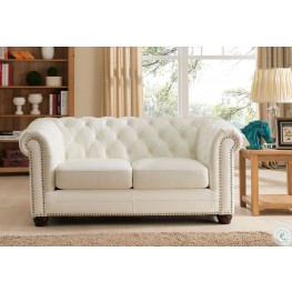 Monaco Pearl White Leather Sofa From, White Leather Love Seat