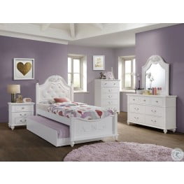 Annie White Youth Poster Upholstered Bedroom Set with Storage Trundle