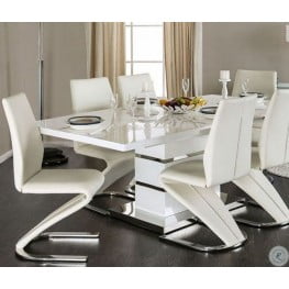 Midvale White and Chrome Extendable Rectangular Dining Table