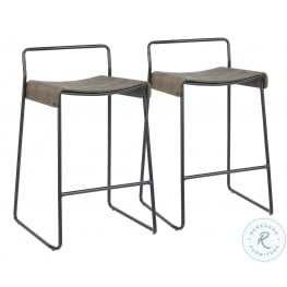 Dali Black Metal And Espresso Wood Counter Height Stool Set Of 2