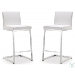 Parma White Stainless Steel Counter Height Stool Set of 2