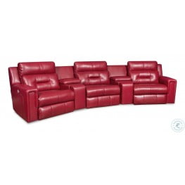 Excel Burpee Leather Power Reclining Modular Home Theater Group With Power Headrests