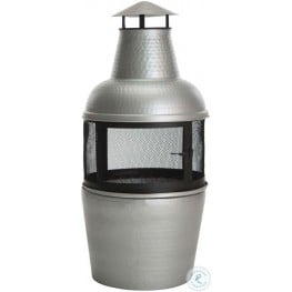 Cartagena Silver And Black Outdoor Chiminea