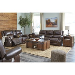 Buncrana Chocolate Leather Power Reclining Living Room Set with Adjustable Headrest