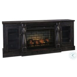 Mallacar Black 75" TV Stand with Electric Fireplace