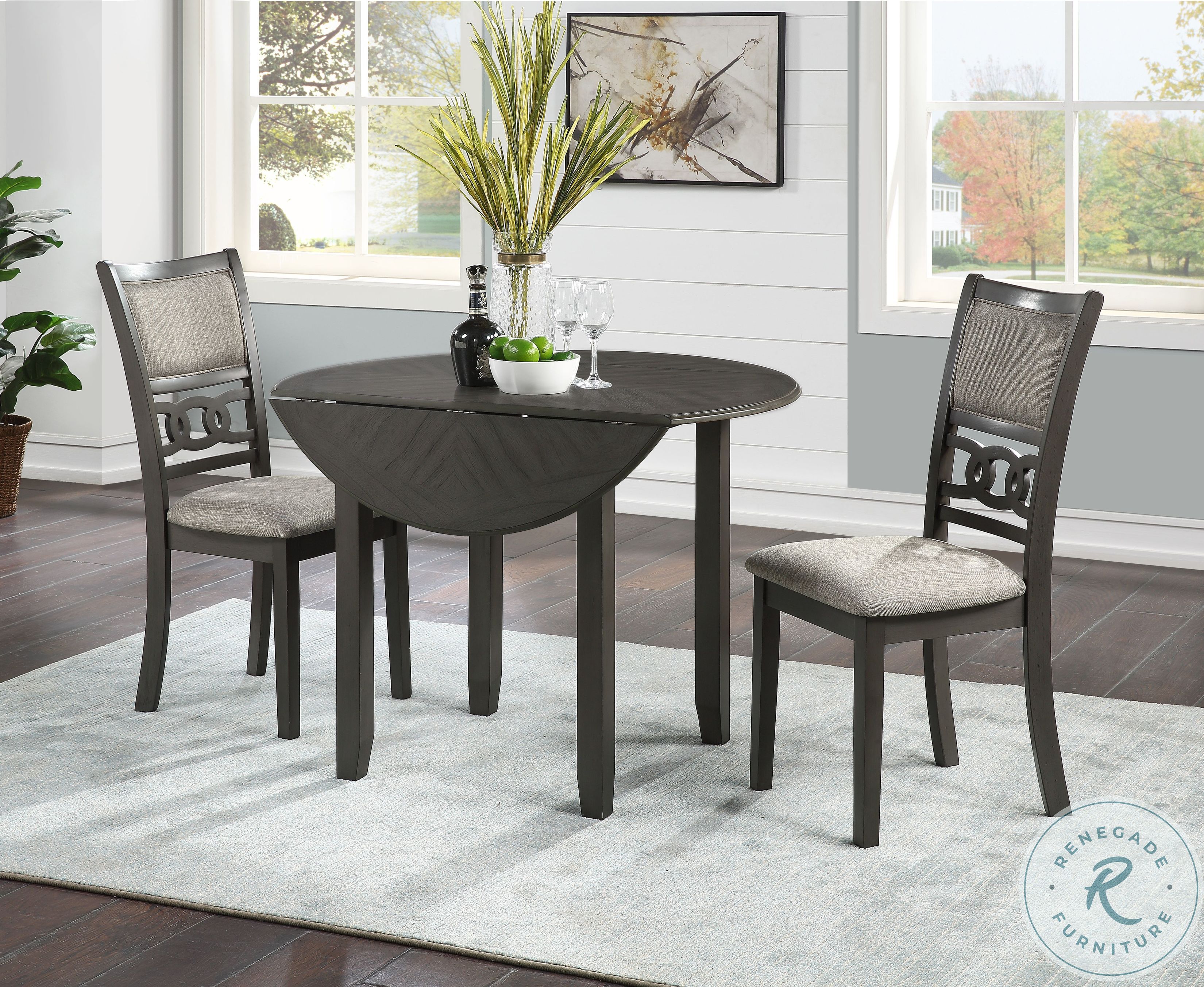 Gia Gray 3 Piece 42" Drop Leaf Dining Set