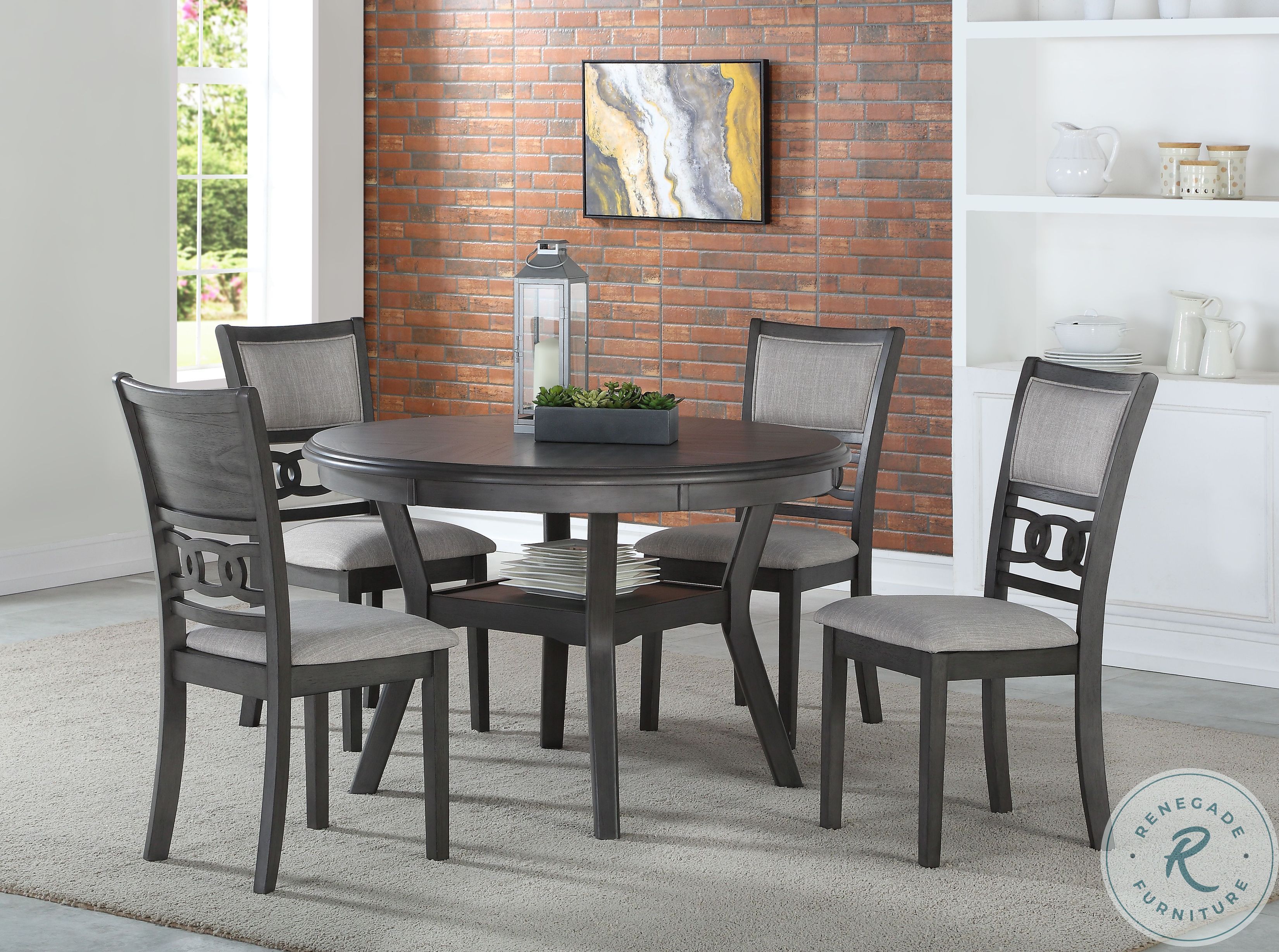 Gia Gray 5 Piece Round Dining Room Set D1701