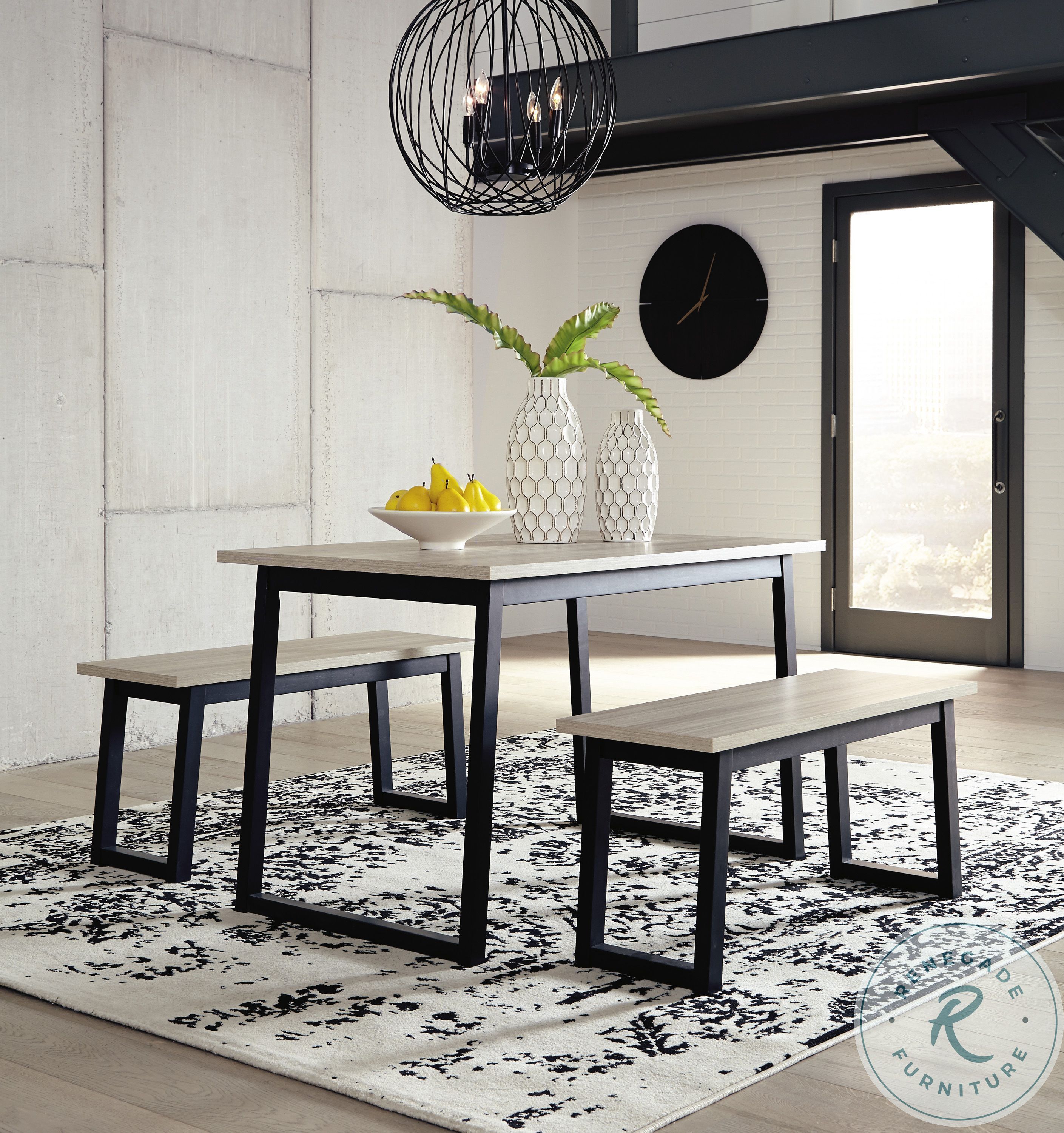 Waylowe Two Tone 3 Piece Dining Table Set