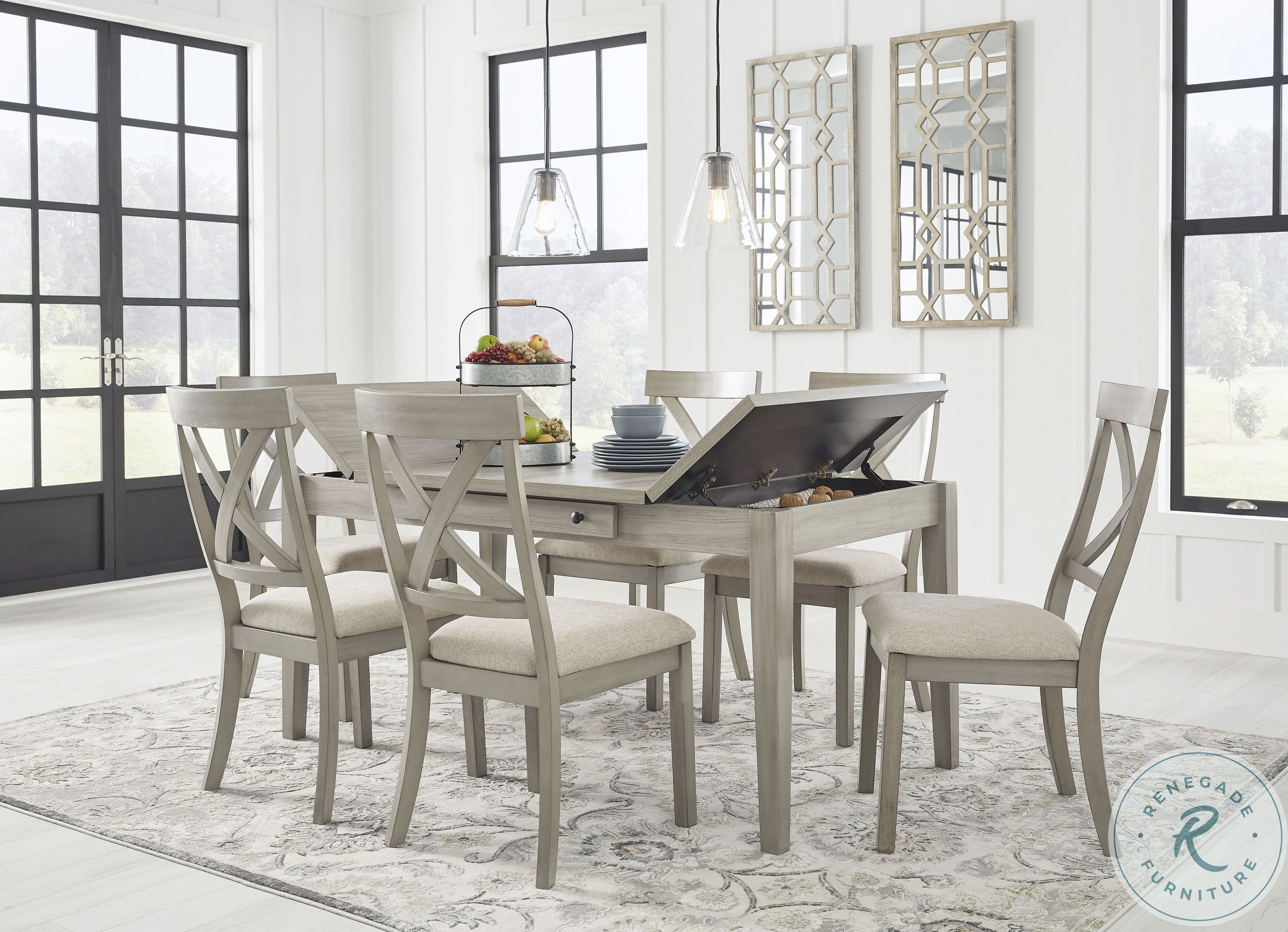 Parellen Grey Rectangular Storage Dining Room Set D29126