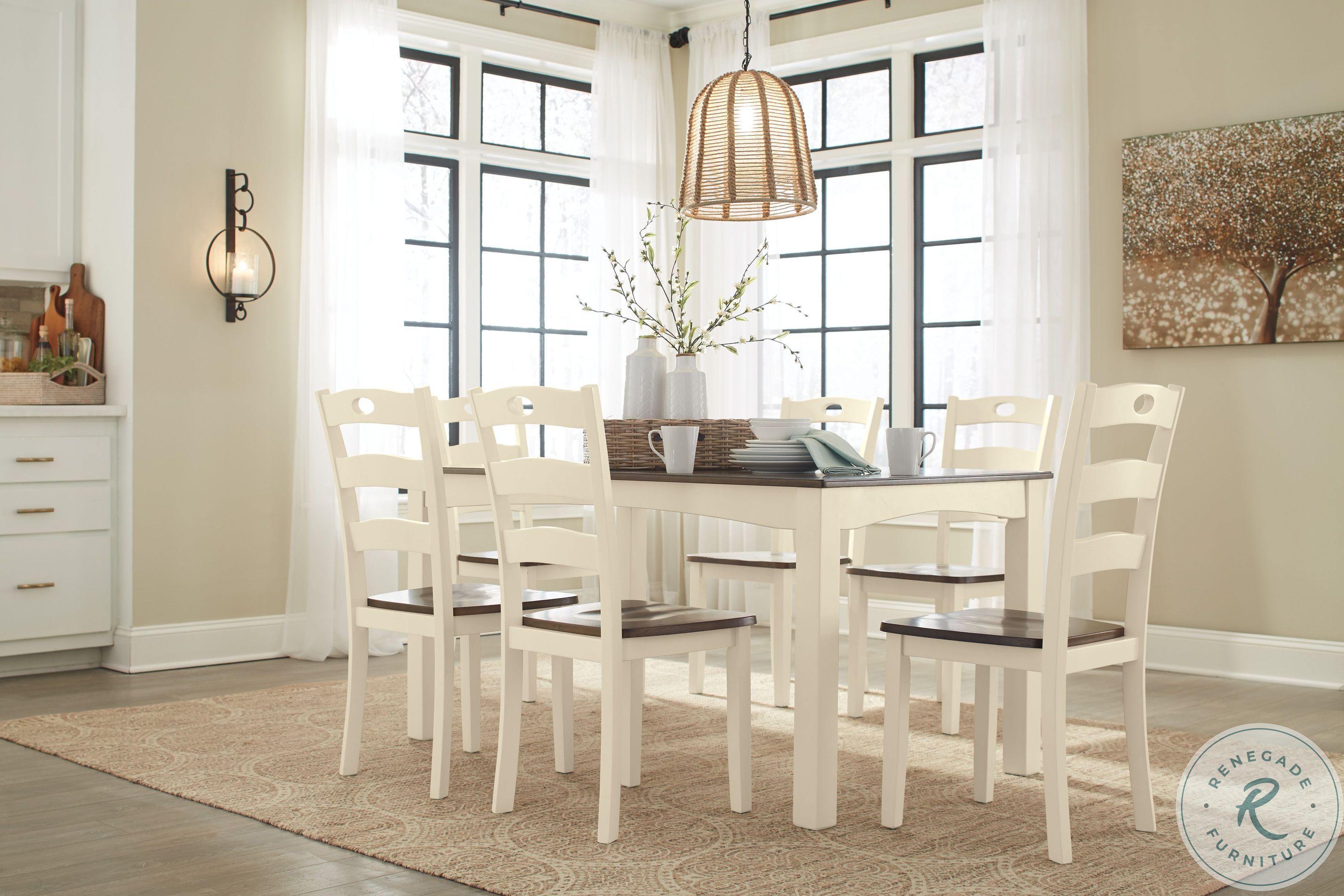 Woodanville Cream and Brown 7 Piece Dining Room Set HomeGalleryStores