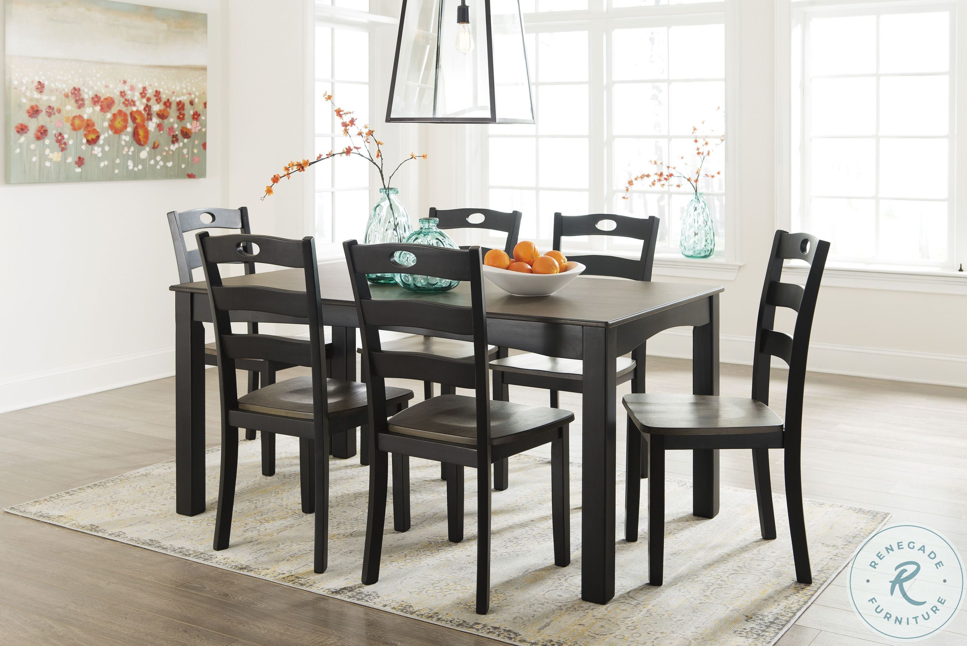 Froshburg 7 Pcs Grayish Brown Dining Room Set