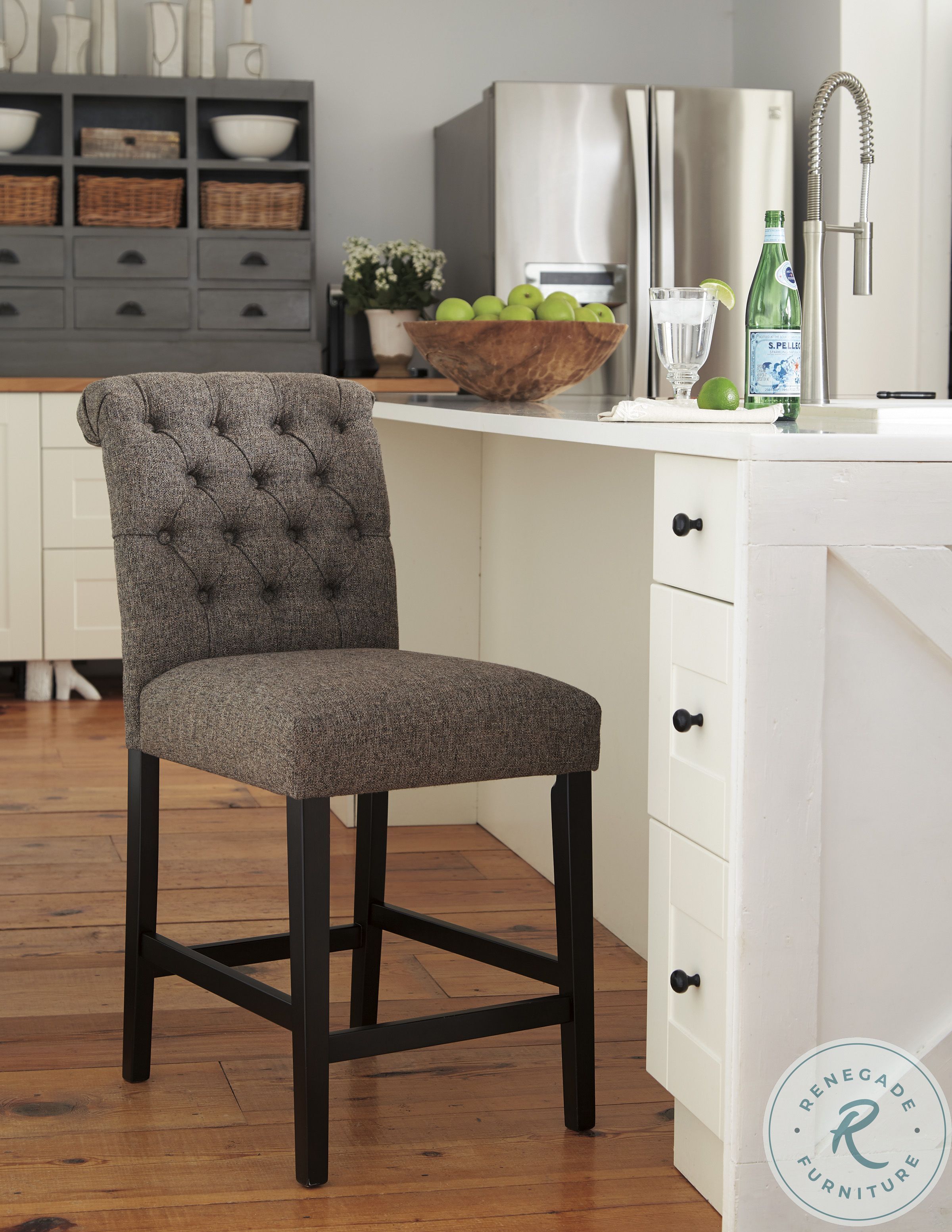 Tripton Graphite Upholstered Bar Stool Set of 2 | HomeGalleryStores.com | D530-224