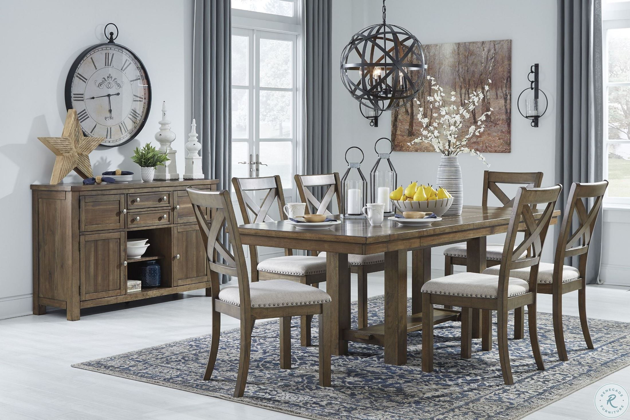 Moriville Grayish Brown Extendable Rectangular Dining Room Set