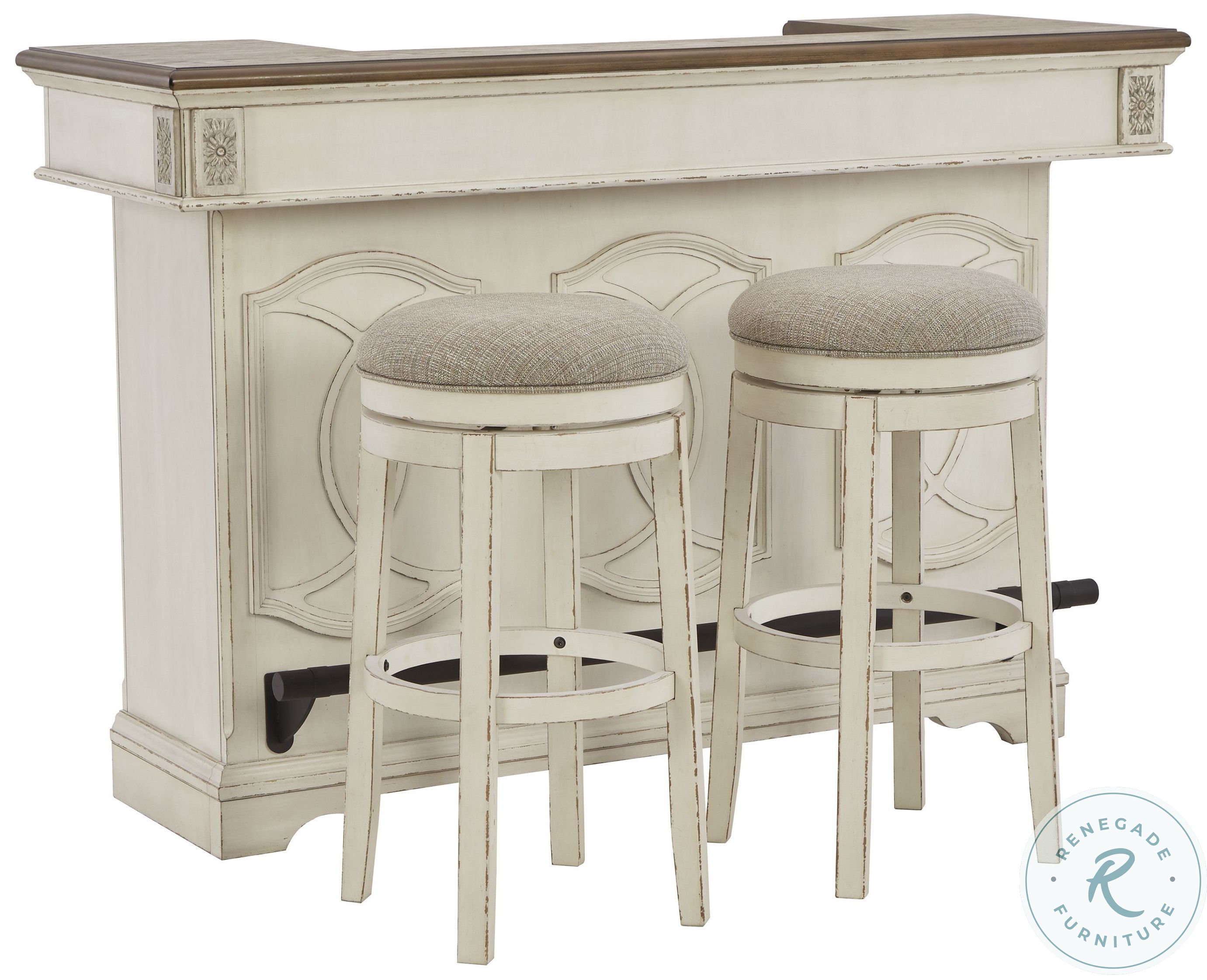 Realyn Chipped White Swivel Bar Stool D743030