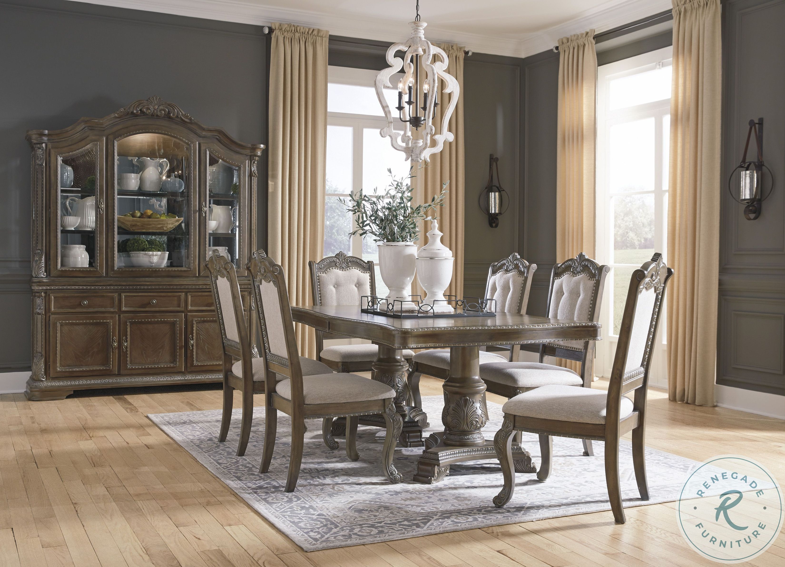 Charmond Brown Dining Room Buffet with China | HomeGalleryStores.com ...
