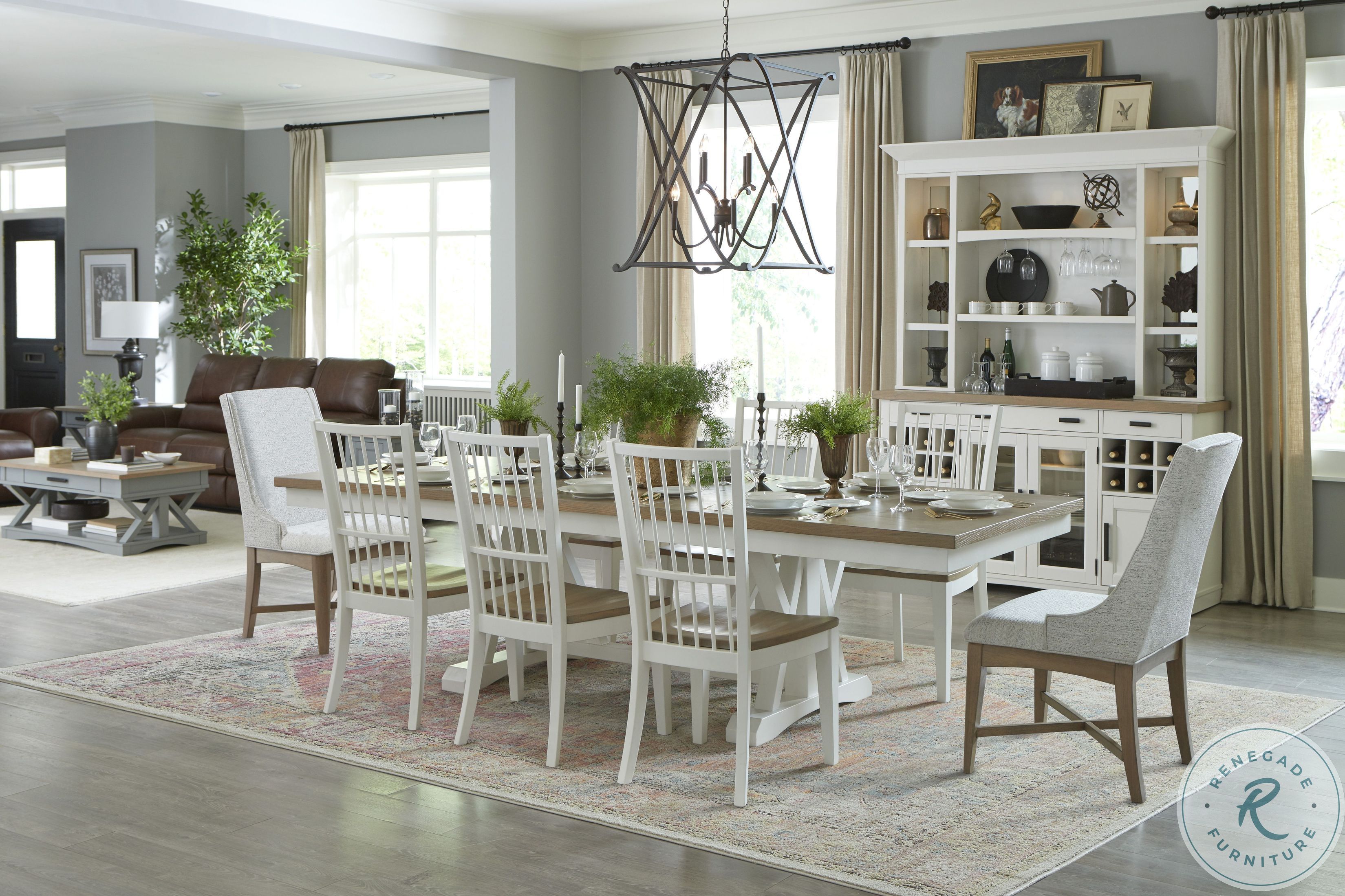 Americana Modern Cotton 69" Quartz Insert Buffet with Display Hutch