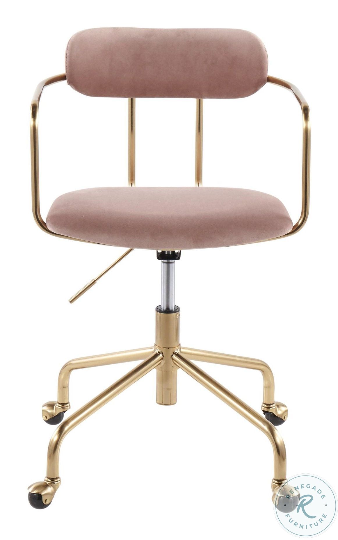 Demi Gold Metal And Pink Velvet Office Chair