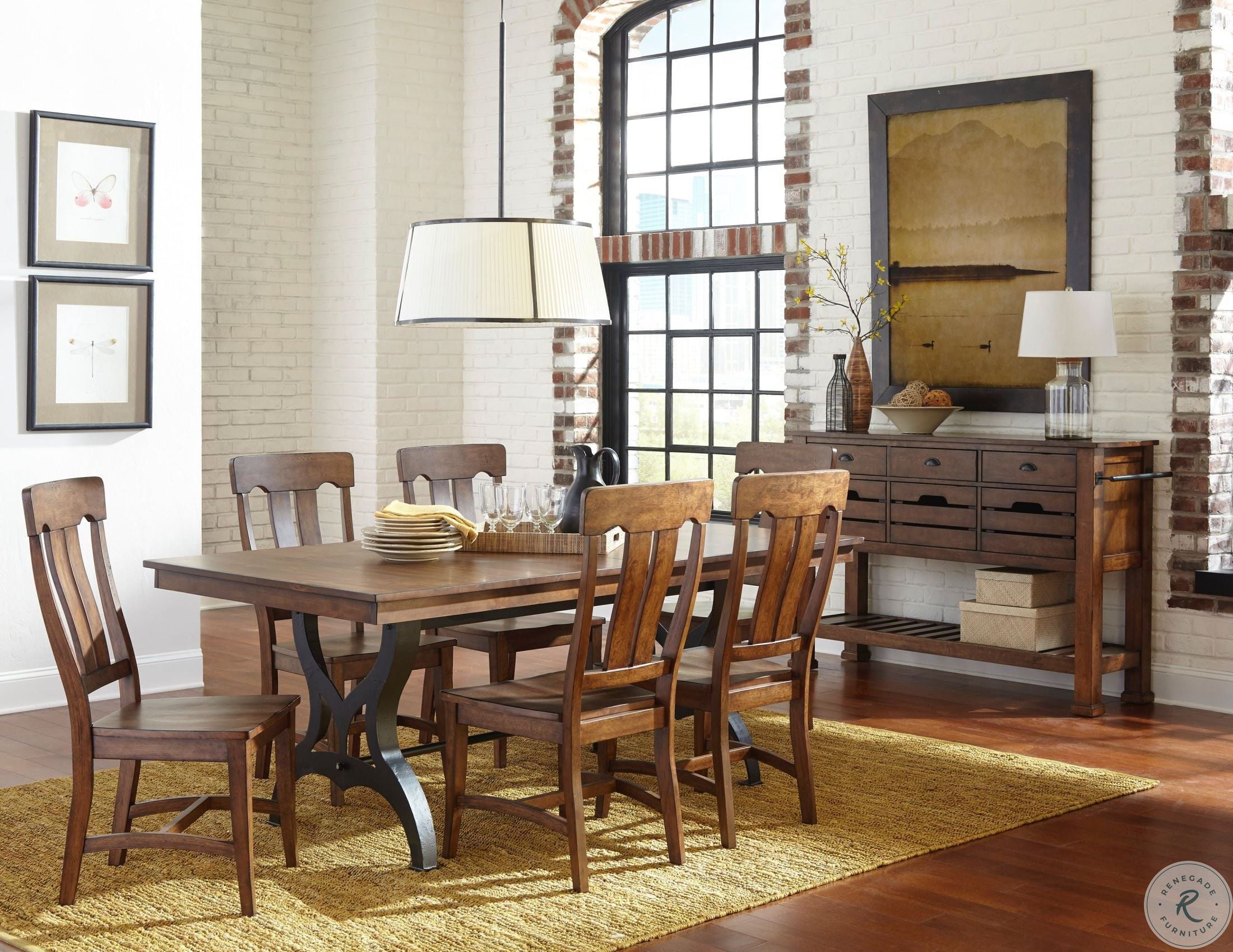District Rustic Extendable Dining Room Set DTTA4296MCCRTOPBSE
