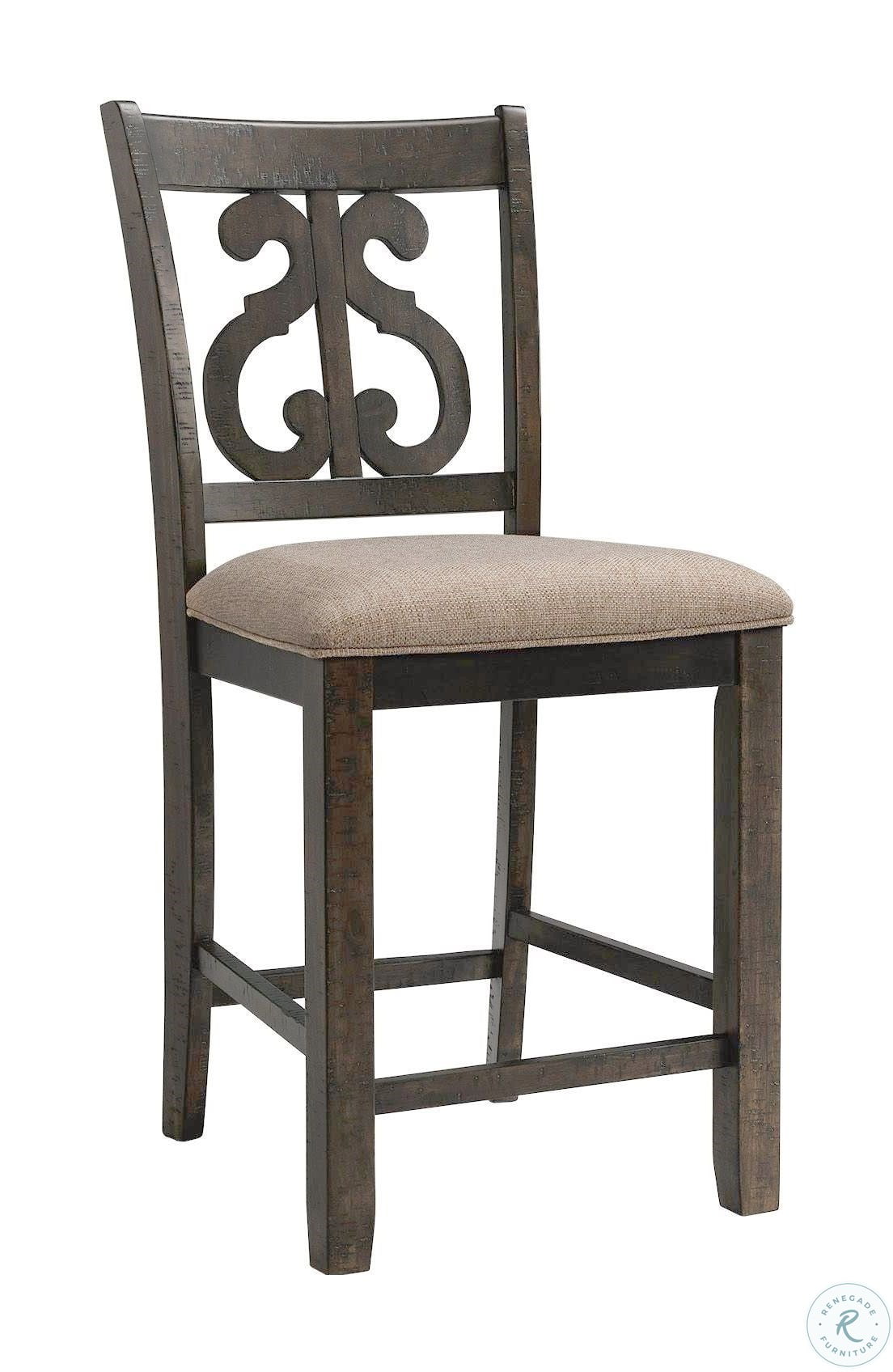 Stanford Smokey Walnut Swirl Back Counter Height Chair Set Of 2