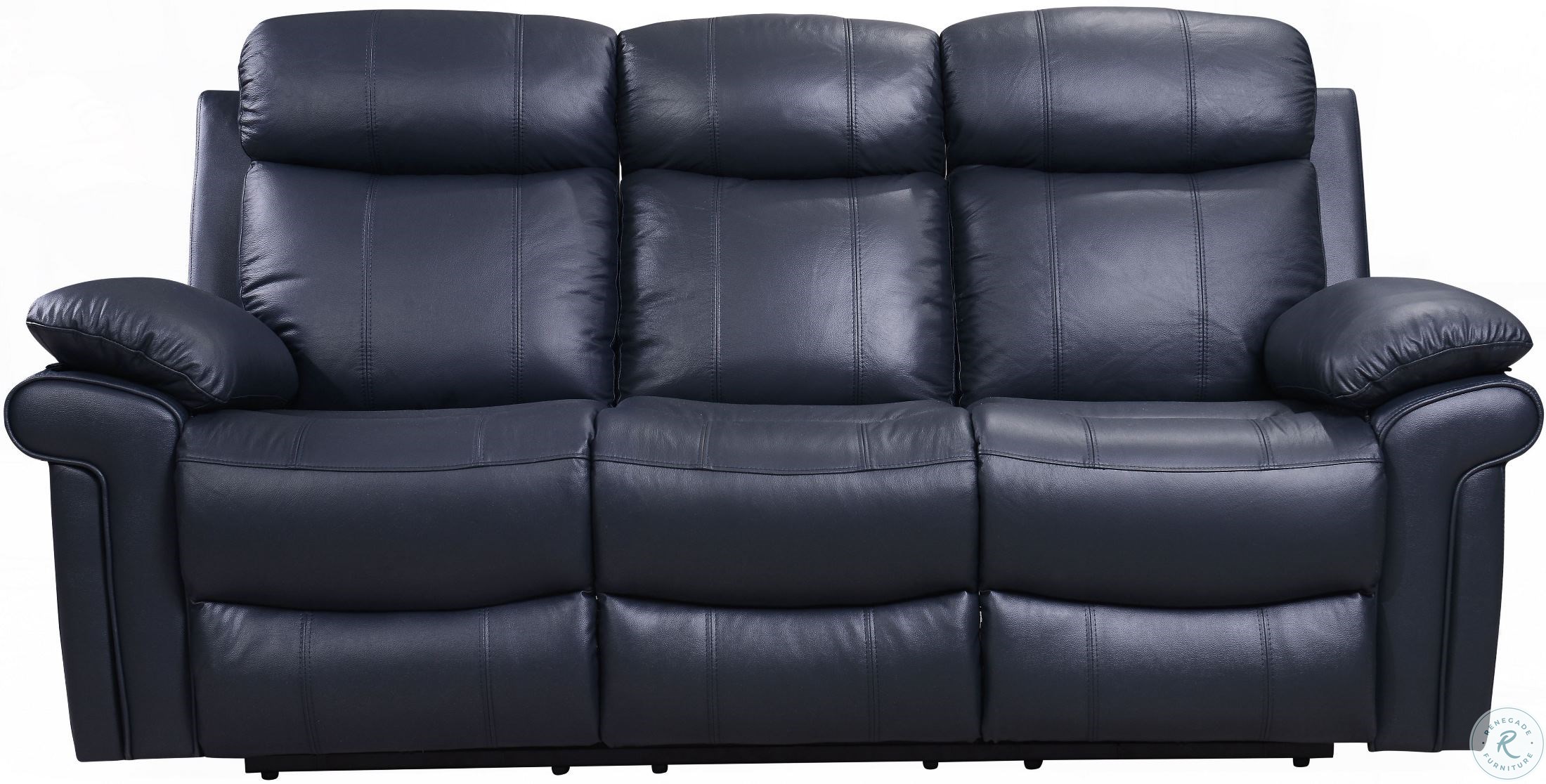 Shae Joplin Blue Leather Power Reclining Living Room Set