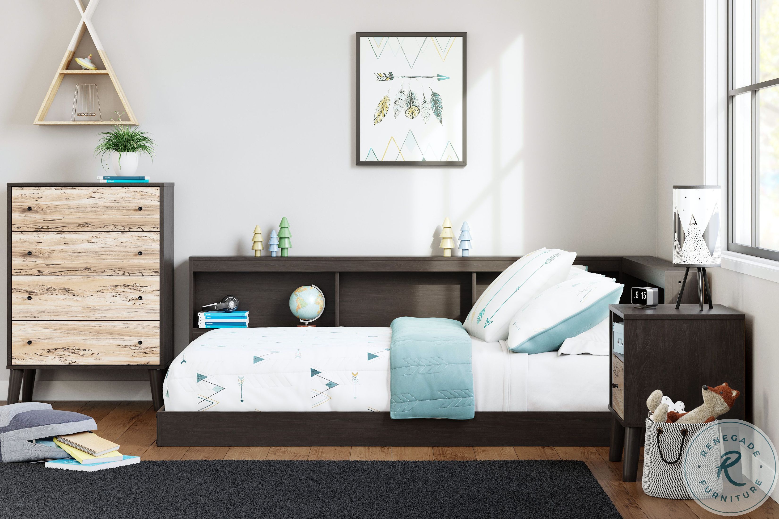 Piperton Black Full Bookcase Storage Bed